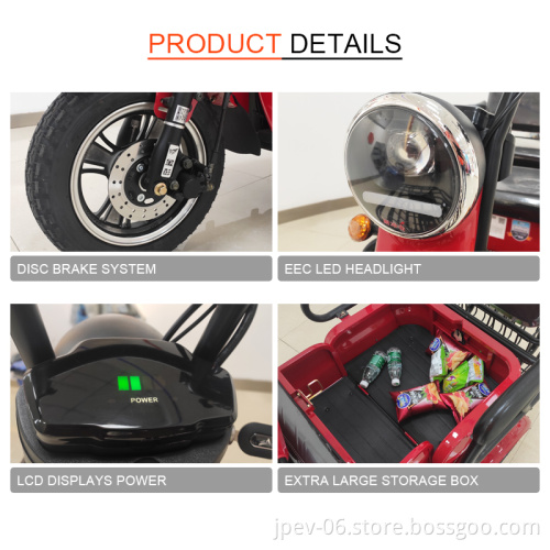 Certificazione EEC Jinpeng 1000W MOTORE TRICICE ELETTRICA PASSEGGERO TRE Ruota Elettrica per passeggero